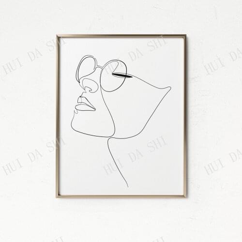 Woman Face Figure Line Drawing, One Line Woman Printable Wall Art, Line Art Print, Artwork Face Print, Minimalist Sketch