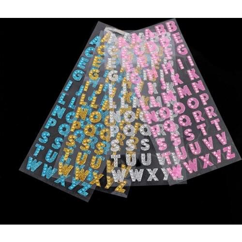 1 Pc New Sheet Glitter Crystals Alphabet Letter Stickers - Self Adhesive ABC A-Z Words Stick On