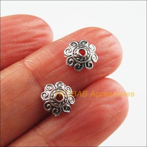 150 New Flower Spacer Tibetan Silver Color Tiny Connectors End Beads 8mm