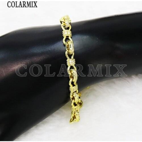 3Pcs zirconia metal Bracelet Gold color metal Jewelry Bracelet chain jewelry metal Bracelet Mix color Women bangle 51581
