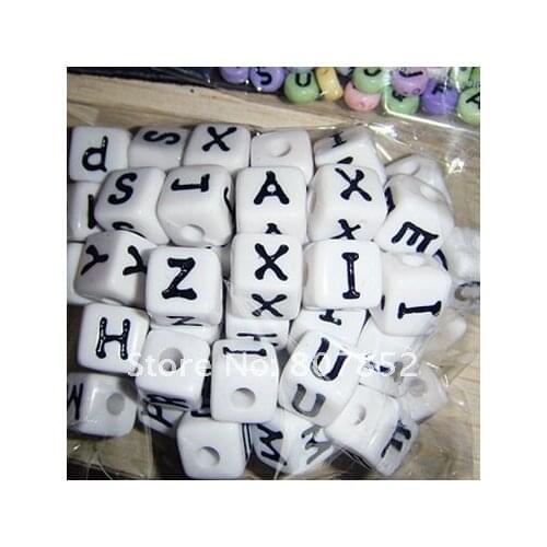 360pcs/lot 12mm White Acrylic Alphabet Cube Letter Bead for Jewelry bracelet