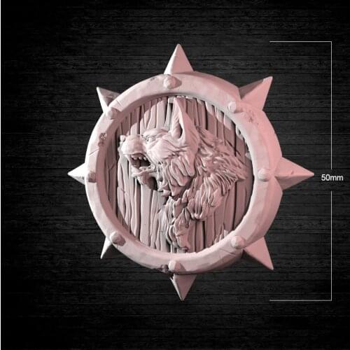 50mm Resin Model Werewolf Shield Figure Unpainted RW-023