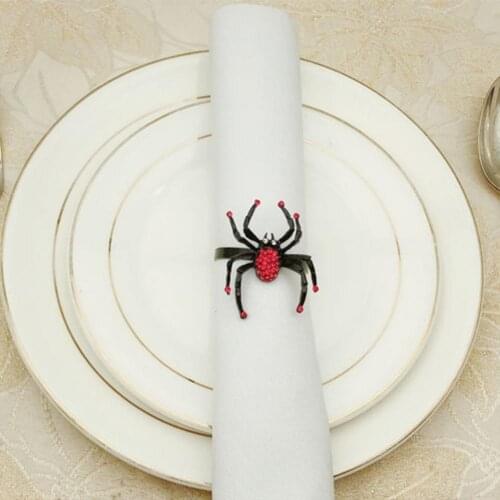 6Pcs Halloween Serviette Buckle Horrific Spider Design Portable Party Table Decor Napkin Rings Holder 5cm x 4.5cm