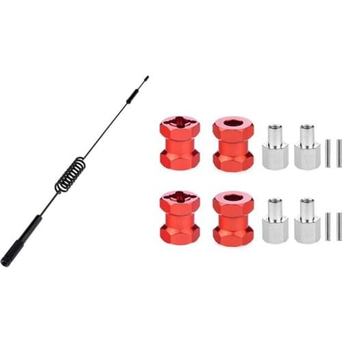 Antennas with Screws for 1/10 Traxxas -4 - Black, 290mm & RC Car Metal 12mm Wheel Hex Hub 15mm Extension Coupler