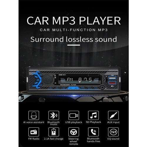 Car Bluetooth MP3 player, car radio amplifier, U disk card reader, support voice control
