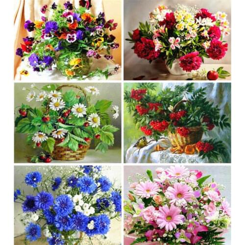 AZQSD Diamond Embroidery Flower Cross Stitch Diamond Painting Full Square Needlework Gift 5d Diy Rhinestones Home Decor