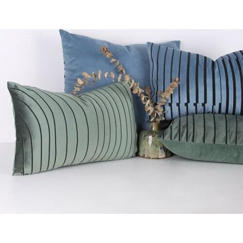 DUNXDECO Velvet Cushion Cover Decorative Pillow Case Modern Luxury Geometric Lines Embroidered Art Home Sofa Bedding Coussin