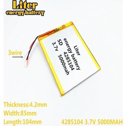 Free Shipping 3.7V 5000mAh 4285104 3 wire Lithium Tablet PC Battery with protection board Polymer battery