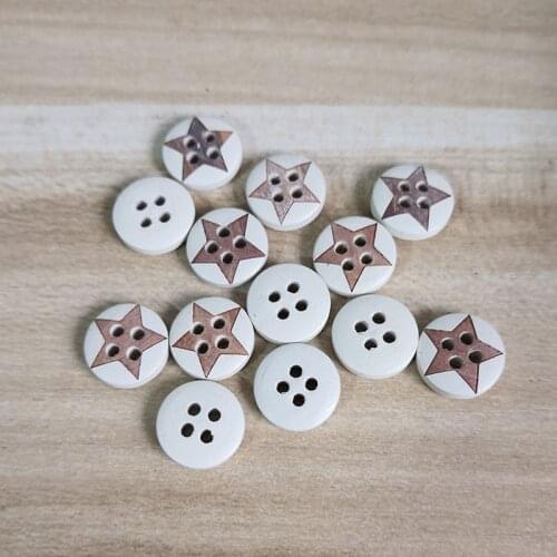 SHINE Wooden Sewing Buttons Scrapbooking Round White Two Holes Bear 12.5mm Dia. 50PCs Costura Botones Decorate bottoni botoes