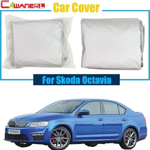 Cawanerl Car Cover Outdoor Anti UV Rain Snow Resistant Protection Sun Shield Cover For Skoda Octavia
