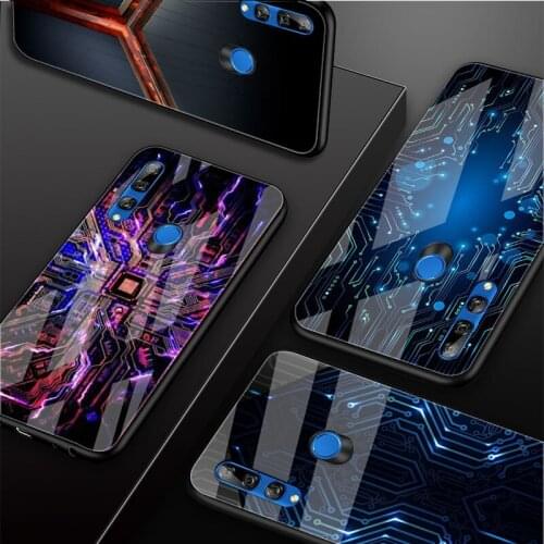 Circuit board Tempered Glass Phone Case For Huawei honor 8X 9 10i 20i 20Lite 20Pro 30 Pro Cover Shell