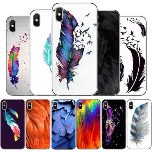 Feather Color Transparent phone case For iphone 12 11Pro Max 11 XR XS Max X 8 7 6 6S Plus 5 5S SE 2020 Back Cover Shell