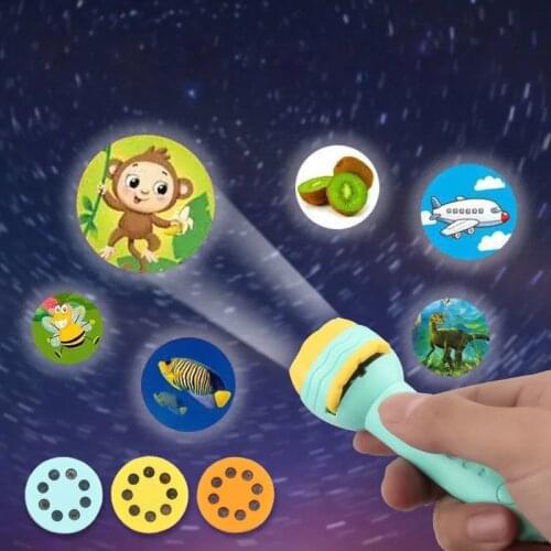 Children Cartoon Story Projector Kaleidoscope Night Light Up Baby Toys Lamp Kids Learning Educational Toys Luminous Film Lamp