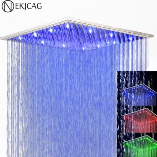 Chrome Polish Finish Brass Shower Head Bathroom LED Shower Head Faucet 8" 10" 12" 16" 20 inch Shower head