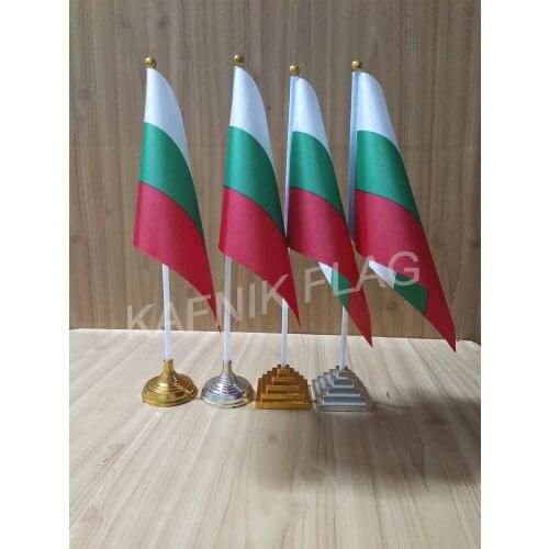 KAFNIK,5/10pcs a lot Bulgaria table desk flag banner 14*21cm flag /Plastic flags or suction cups for your choice free shipping