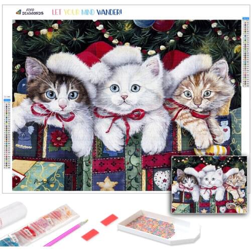 Full Drill Square Diamond Painting Cartoon Picture Rhinestones Animal Diamond Embroidery Cat Art Christmas Child Room Decor