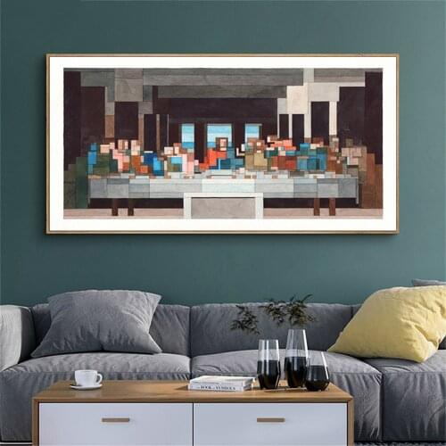 Canvas Paintings Large Size Funky Design Mosaic Modern The Last Supper Leonardo Da Vinci Wall Art Prints Room Home Decoration