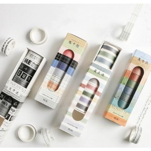 10pcs/lot 1.5cmx2m Adhesive Masking Tape Set Handbook Notebook Journal DIY Scrapbooking Deco Material Washi Tape Stationery
