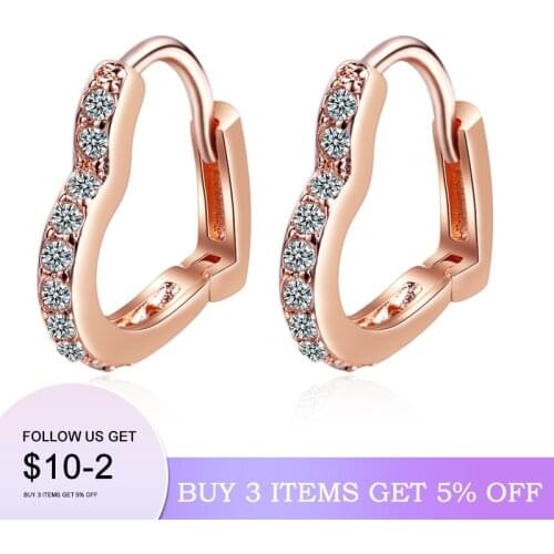 LByzHan 925 Sterling Silver Prevent Allergy Earrings Zircon Heart Shaped Small Hoop Earrings For Women E-3721