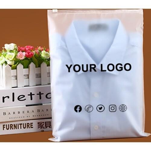 50pcs Frosted zip seal ziplock plastic bags for clothing Zipper Bags with Logo Printed for Clothing Coat Jeans Hoodies Package