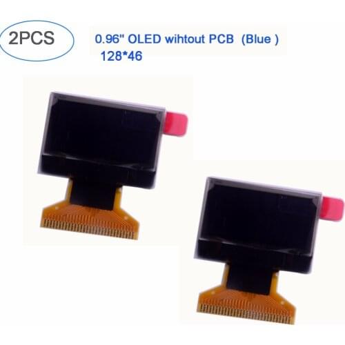 2pcs/lot 0.96" Inch Blue I2C IIC Serial OLED LCD LED Display Module 12864 without PCB Frame Board for Arduino Raspberry Pi