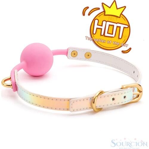 SWT Soft Silicone Ball Gag Mouth Gag Mouth Stuffed Oral Fixation Bondage PU Leather Band Sex Toys for Couples Adult Games