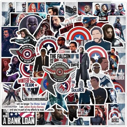 50Pcs Avengers Falcon and the Winter Soldier Stickers Toys for Decals to Laptop Phone Suitcase Guitar Fridge pegatinas