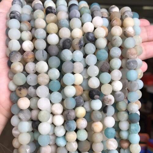 Natural Stone Matte Amazonite Round Beads for Jewelry Making Perles Gem Loose Beads Diy Bracelet Necklace 15'' 4/6/8/10/12mm