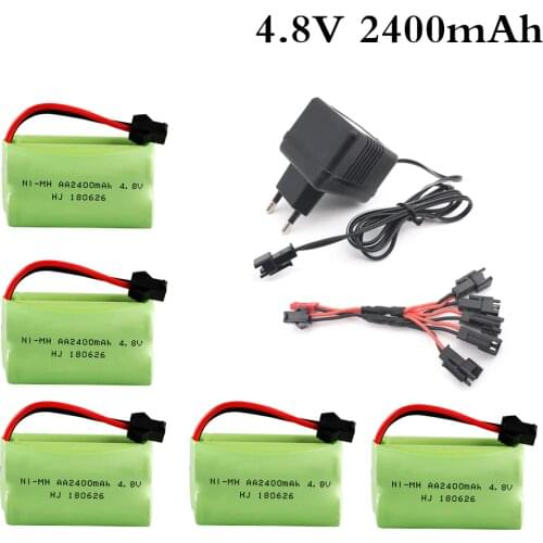 4.8V 2400mAh Ni-Mh Battery With 5 in 1 Charger For Remote Control Toys Lighting Electric Tool AA Group RC TOYS Battery Group