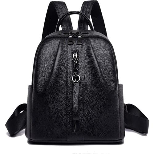 New High Quality Travel Girls Backpack Korean Women Female Rucksack Leisure Student School Bag Soft Genuine Leather Famale Bags