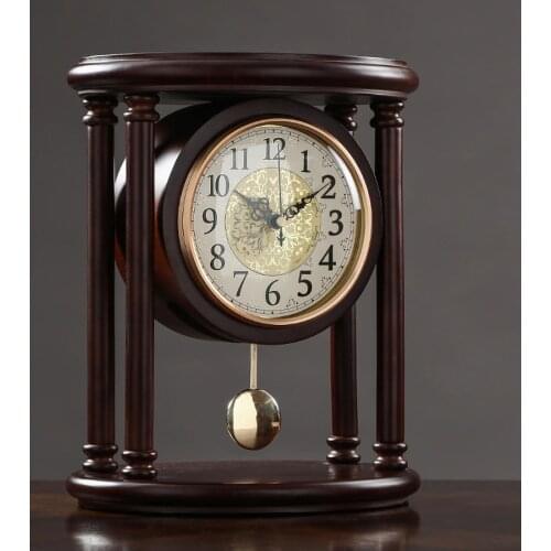 NEW LUXURY SOLID WOOD LARGE TABLE CLOCK PREMIUM EUROPEAN LIVING ROOM MUTE DESK CLOCK RETRO BEDROOM TABLE WATCH DECORATION GIFT