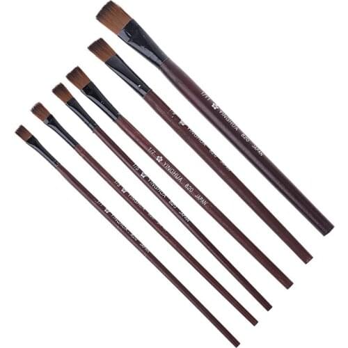 New Art Artist Supplies 6 Brown Nylon Paint Brushes U4LD