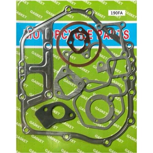 Full gasket set for Chinese 190F 190FA Diesel exhaust muffler cylinder crankcase fuel injection gaskets