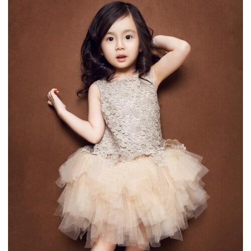 Princess Flower Girls Dress Summer 2018 Party Children Clothing Lace Mesh Ball Gown Kids Dresses for Girls 4 8 10 11 12 Years