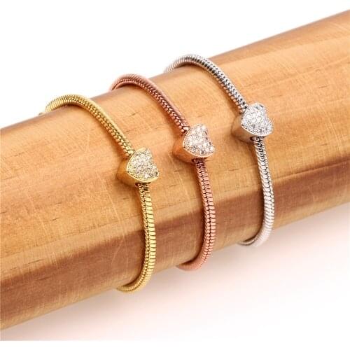 WT-MB115 Romantic Heart Shaped Bracelet High Quality Micropave CZ Charm Bracelet Women Fashion Charm Bracelet Jewelry