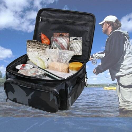 Fishing Bag Adjustable Damp-proof Camouflage One-shoulder Fishing Storage Bag Fishing Line Bag Portable Hiking Picnic