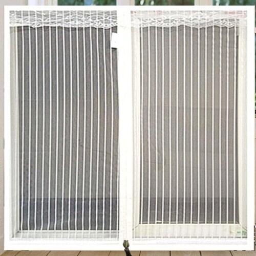 White Stripes Door Window Zipper Opening Mesh Home Bedroom Kitchen Bathroom Toliet Screen Yarn Fly Anti-Mosquito Net Curtain