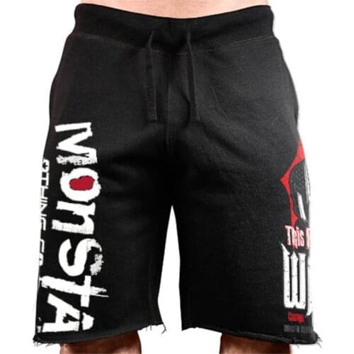Men New Cotton Shorts Mens Loose Short Trousers Fitness Bodybuilding Jogger Men Black durable Sweatpants Fitness Workout Shorts