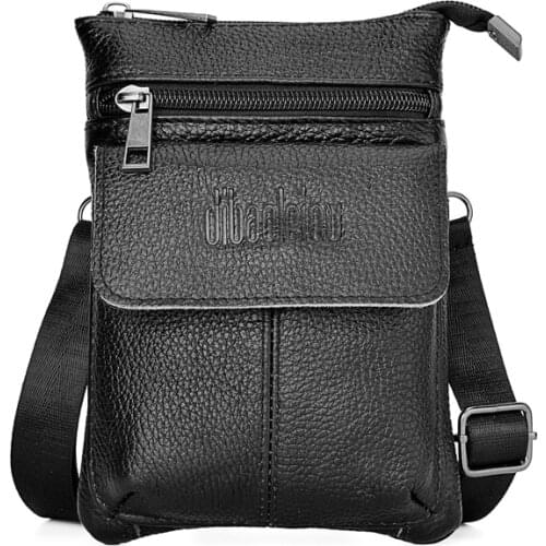 Simple Japan Style Genuine Leather Mens Small Shoulder Bag Business Mobile Phone Purse Zipper Messenger Bag Male Waist Bags