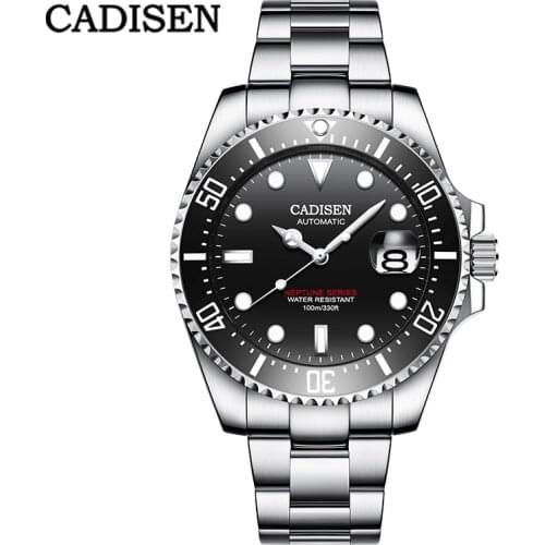 CADISEN Luminous watch 2021 fashion trend preferred chronograph watch Stainless steel case 100M Waterproof Japan NH35A automatic