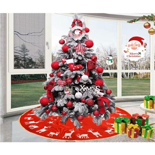 DIY Sackcloth Printed Elk Christmas Tree Skirt/Christmas Home Decoration/Bottom Dress Up For Christmas Tree