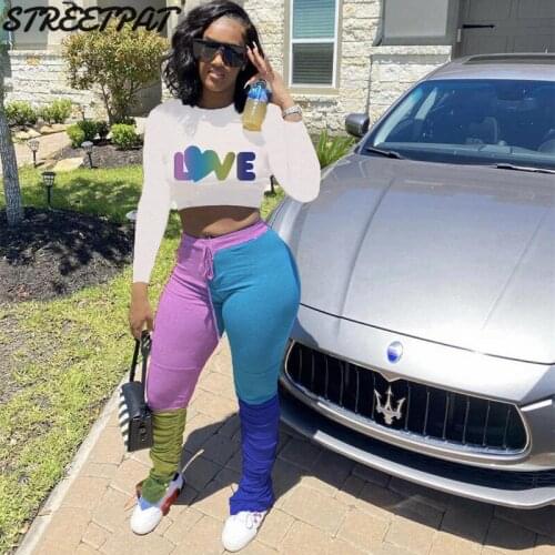 Tie Dye 2 Piece Set Womens Outfits Crop Top Patchwork High Waist Pants Legging Jogging Suits Streetwear Fitness Sport Femme