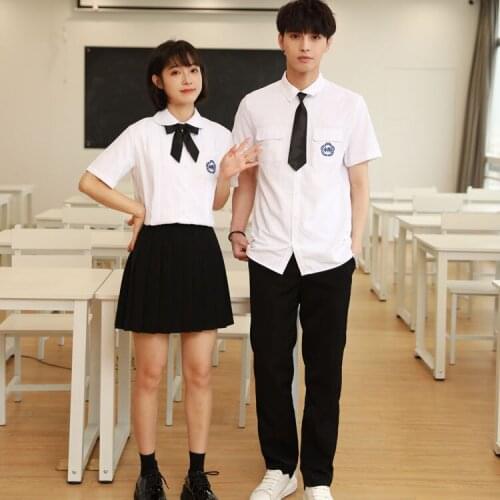 Spring Summer Japanese School Uniform Set Shirt Pleated Skirt Suit Korean Preppy Style Graduation Class Uniforms