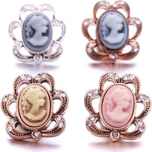 Vintage Beauty Head 18mm Ginger Snap Button Jewelry Making DIY Snap Button Bracelet Necklace Jewelry for Women Wholesale