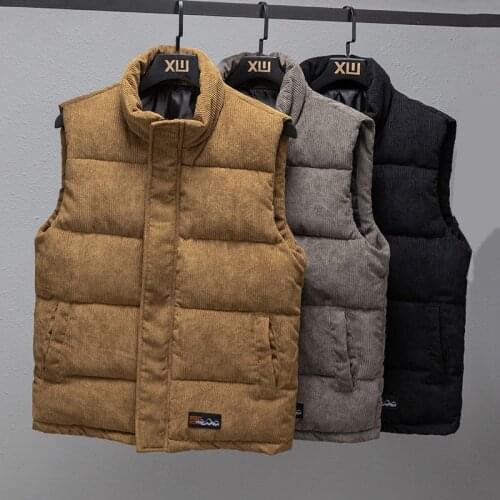 2021 New Fashion Vest Jacket Mens Autumn Warm Sleeveless Jacket Male Winter Corduroy Casual Waistcoat Brand Clothing Veste Homme