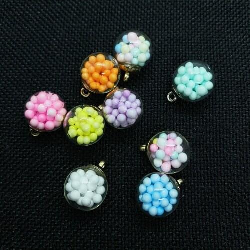 10pcs/pack of Exquisite Glass Ball Pendant Transparent Jar Glass Beads Multicolor Charm DIY Jewelry Making Necklace Earrings16mm