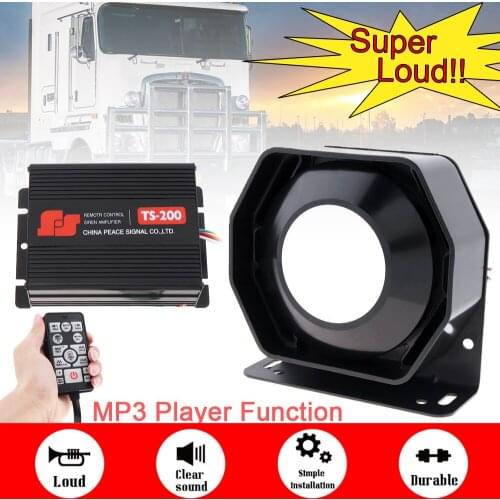 12V 200W 18 Tone Loud Car Warning Alarm Siren Horn PA Speaker with MIC Microphone System and Remote Control for Cars Vehicle