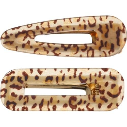 2020 New Arrival hot sale Hollowing out Water drop barrettes leopard print acrylic board Duckbill clip Bangs clips