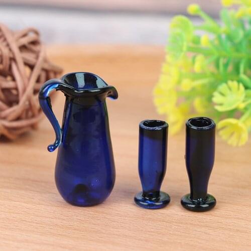 3pcs/set 1/12 Dollhouse Miniatures Dining Ware Porcelain Tea Cup Set Kitchen Accessory