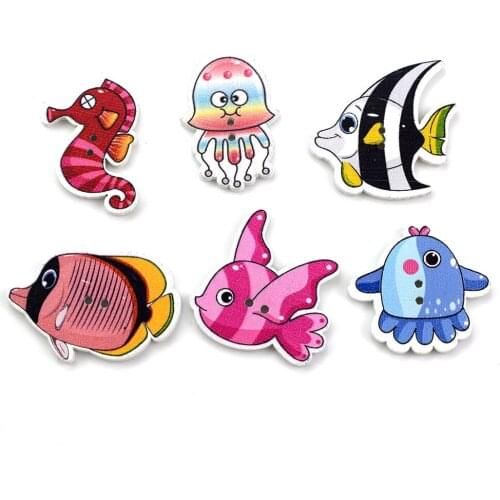 300PCS Mix Animals 2Hole Wooden Buttons for Scrapbooking Crafts DIY Baby Children Clothing Sewing Accessories Button Decoration